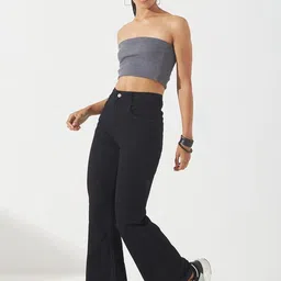 DOLCE CRUDO Women Wide Leg High-Rise Stretchable Jeans-picture-18