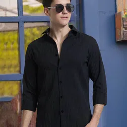 Moda Rapido Men Textured Spread Collar Casual Shirt-image-75