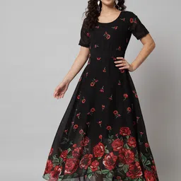 Elizy Floral Print Georgette A-Line Maxi Dress-picture-13