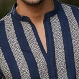 Rigo Men Ethnic Motifs Thread Work Indigo Kurta image 5