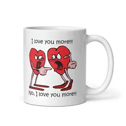 Mr UVD White & Red I Love You More Printed Ceramic Mug - 350 ml image 2
