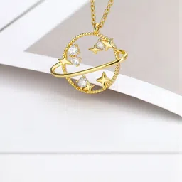 Zaphariq Gold-Plated American Diamond Beaded Minimal Necklace image 2