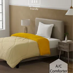 home expressions Beige & Yellow AC Room 150 GSM Single Bed Comforter-image-96
