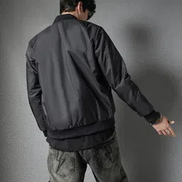 VOLTEDGE Men Stand Collar Solid Cotton Casual Lightweight Bomber Jacket image 3