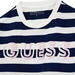GUESS kids Girls Striped Round Neck Cotton T-shirt image 5