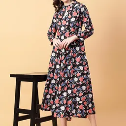 Angkor Women Black Cotton Kurtas-image-16
