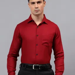 Yugnik Men Smart Slim Fit Textured Spread Collar Cotton Formal Shirt-picture-29