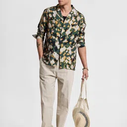 Snitch Men Classic Regular Fit Abstract Printed Cuban Collar Casual Shirt image 2