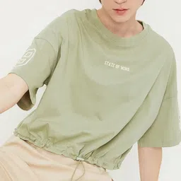 max Women Solid Round Neck Cotton T-shirt image 5