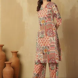 VASTRAHUT Women Ethnic Motifs Printed Straight Pure Cotton Kurta with Trousers & Dupatta image 5