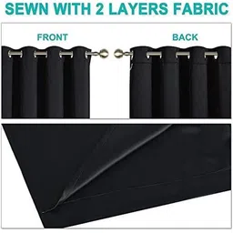 BFAM Black Set of 2 Black Out Door Curtain image 3