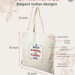 MAATIR DESIGNS Shopper Tote Bag with Fringed image 4