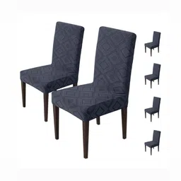 HOUSE OF QUIRK 6-Pcs Charcoal Texture 220 GSM Chair Cover-picture-19