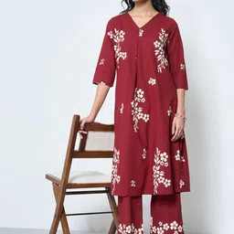 RANGMANCH BY PANTALOONS Women Floral Printed Regular Pure Cotton Kurta with Palazzos-picture-25