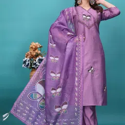 STYFLORA Women Ethnic Motifs Embroidered Regular Thread Work Kurta with Trousers & With Dupatta-picture-28