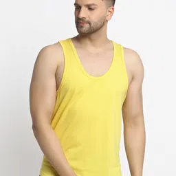 friskers Men Pack Of 2 Black & Yellow Cotton Anti-Bacterial Innerwear Vest image 4