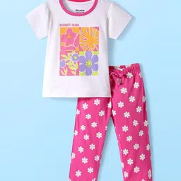 Honeyhap Girls Printed T-shirt and Pyjamas Night Suit-image-48