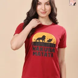 Louis Bayrad Women Pack of 2 Dry Fit Typography Printed Round Neck Cotton T-shirts-image-1