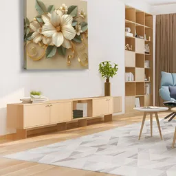 OLIVE TREE Cream-Coloured & Green 1 Piece Floral and Botanical Wall Art image 2