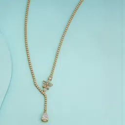Kushal's Fashion Jewellery Gold-Plated Zircon Stone Studded Floral Shaped Necklace-picture-31