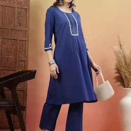 Anouk Rustic Women Regular Pure Cotton Kurta with Trousers image 5
