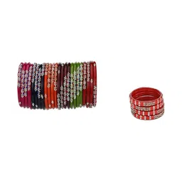 SOMIL Set Of 28 Stone Studded Bangle-image-76