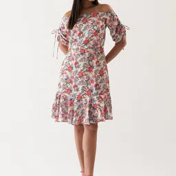BOONS n PERKKS Women Floral Print Off-Shoulder A-Line Mini Dress-image-27