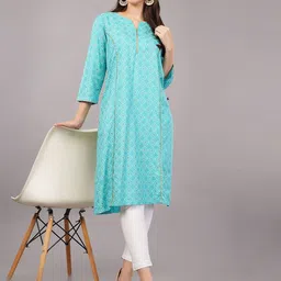 Avaasa Buy Shruthi Ethnic Motifs Printed Notch Neck Straight Kurta-image-7