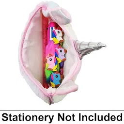 toxen Stationery Combo of Fur Pouch PEN, pencil, ERASER Art Plastic Pencil Boxes image 4