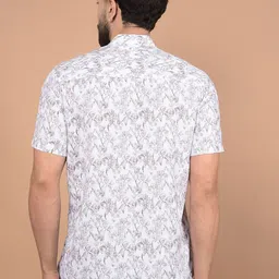 crimsoune club Crimsoune Floral Printed Mandarin Collar Linen Short Kurta image 5