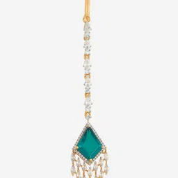 Kushal's Fashion Jewellery Rhodium-Plated Zircon Studded Maang Tikka Head Jewellery image 2
