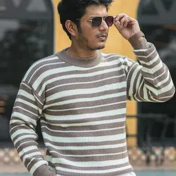 JAVINISHKA Men Striped Woollen Pullover image 4