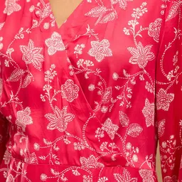 Fabindia Floral Printed V-Neck Puff Sleeves Wrap Midi Dress image 2