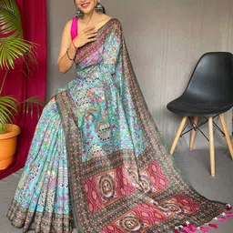 LeeliPeeri Designer Kalamkari Printed Saree image 4