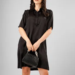 Sukshat Women Satin A-Line Mini Dress-image-6