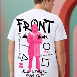 Bewakoof Plus Men Squid Game Graphic Printed Round Neck Cotton Oversized T-shirt-picture-18