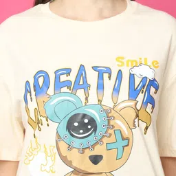 Moda Rapido Women Graphic Printed Drop-Shoulder Sleeves Cotton Oversized T-shirt image 4