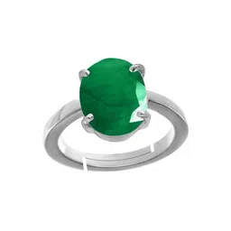 RRVGEM 5.25 Ratti Zambian Emerald Panna Silver Plated Ring-picture-29