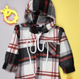 V-Mart Boys Checked Hooded Cotton Casual Shirt-image-45