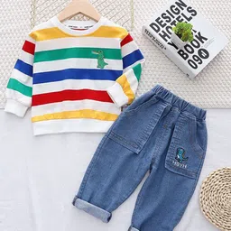 POP STREET KIDS Girls Striped Long Sleeves T-shirt With Trousers-picture-50