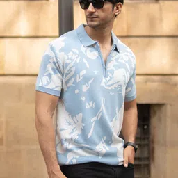 Powerlook Abstract Printed Polo Collar Pure Cotton T-shirt-picture-27