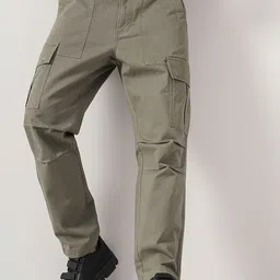 Celio Men Straight Fit Cotton Cargos Trousers-image-0