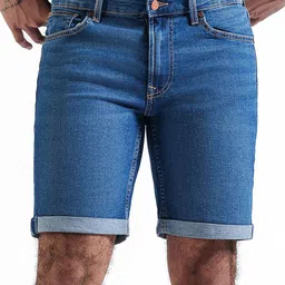 LOVEGEN Men High-Rise Regular Fit Denim Shorts-image-3