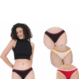 ORLIZEA Pack of 3 Women Low-Rise Cotton Blend Thongs-picture-17