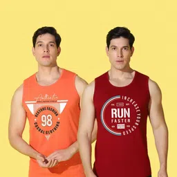 WOOSTRO Men Pack of 2 Typography Printed Round Neck Slim Fit Printed T-shirts image 5