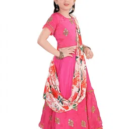 Pragya Exclusive Girls Embroidered Silk Ready to Wear Lehenga With Blouse And Dupatta image 5