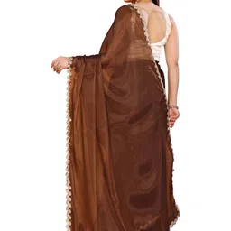 KALINI Sequinned Lace Work Saree With Embroiderd Blouse Piece image 3