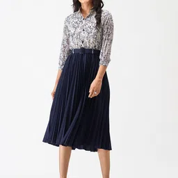 Raiyani Enterprise Printed Pleated Fit & Flare Dress-image-50