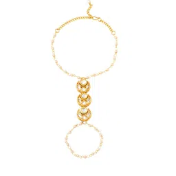 Yellow Chimes Women Gold-Plated Artificial Stones Ring Bracelet image 2