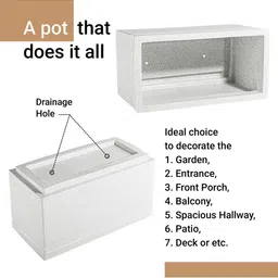 Kuber Industries White Rectangular Flower Pot image 4